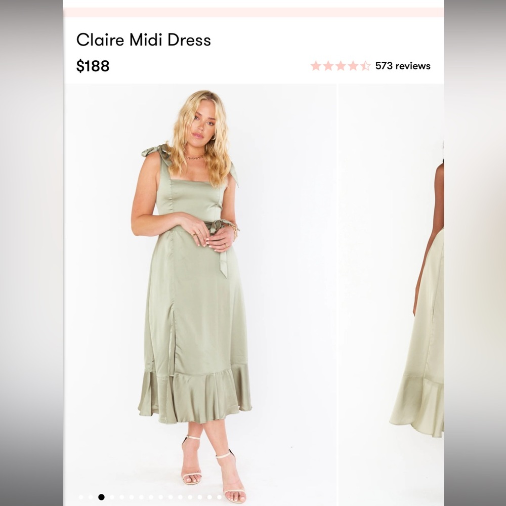 Claire Midi Dress in Moss Green Luxe Satin